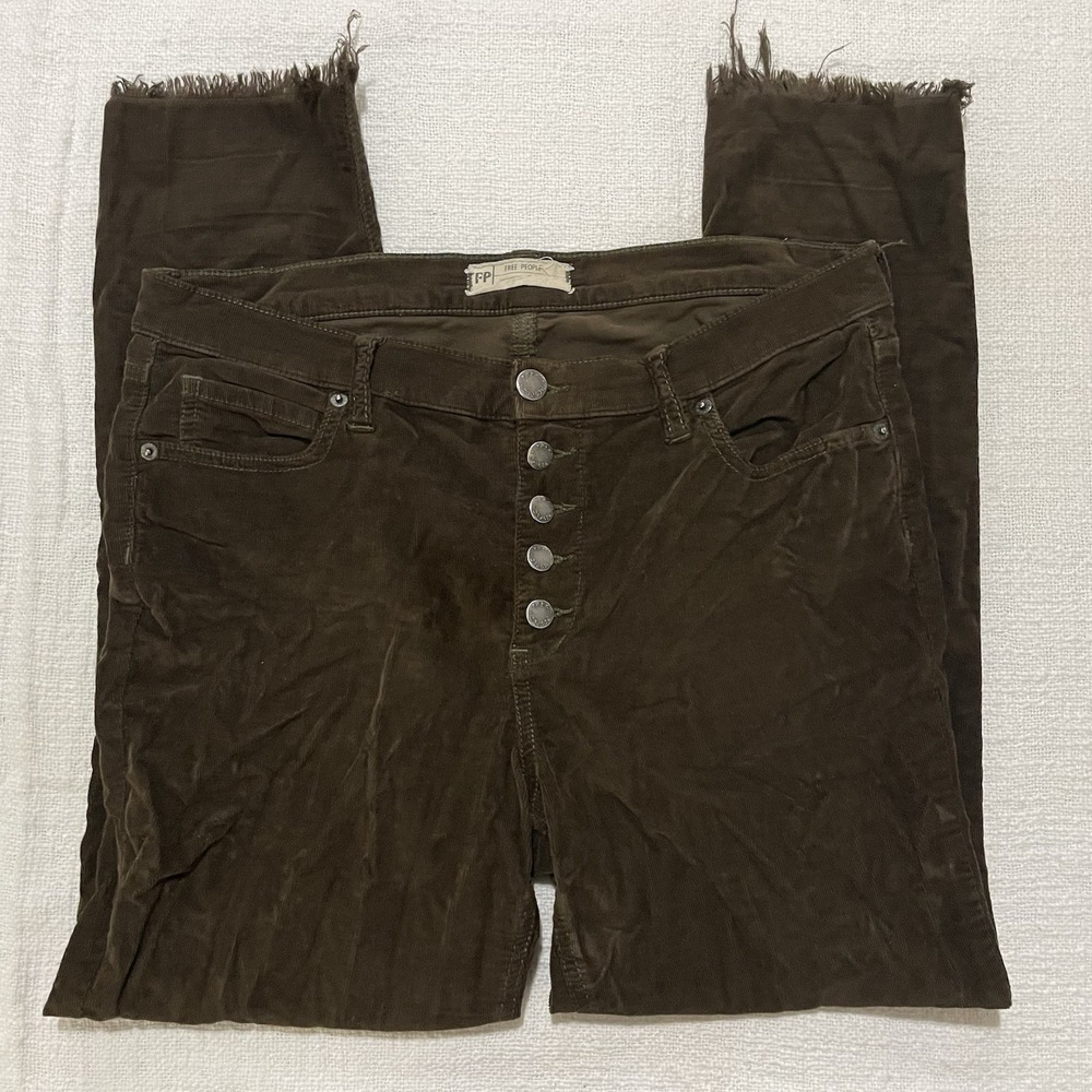 Free People Corduroy Brown Crop Cut-Off Pants‎ Women's 30 Boho Festival Folk